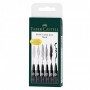 6-Pieces Pitt Artist India Ink Pen, XS, S, F, M, B, C, Brush Tip, Black